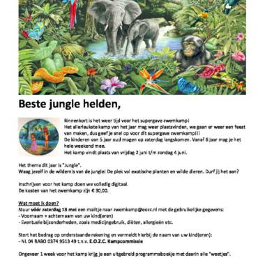 Het zwemkamp komt eraan (2-3-4 juni)!