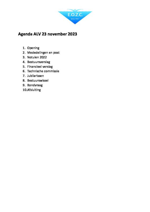 Algemene ledenvergadering donderdag 23 november